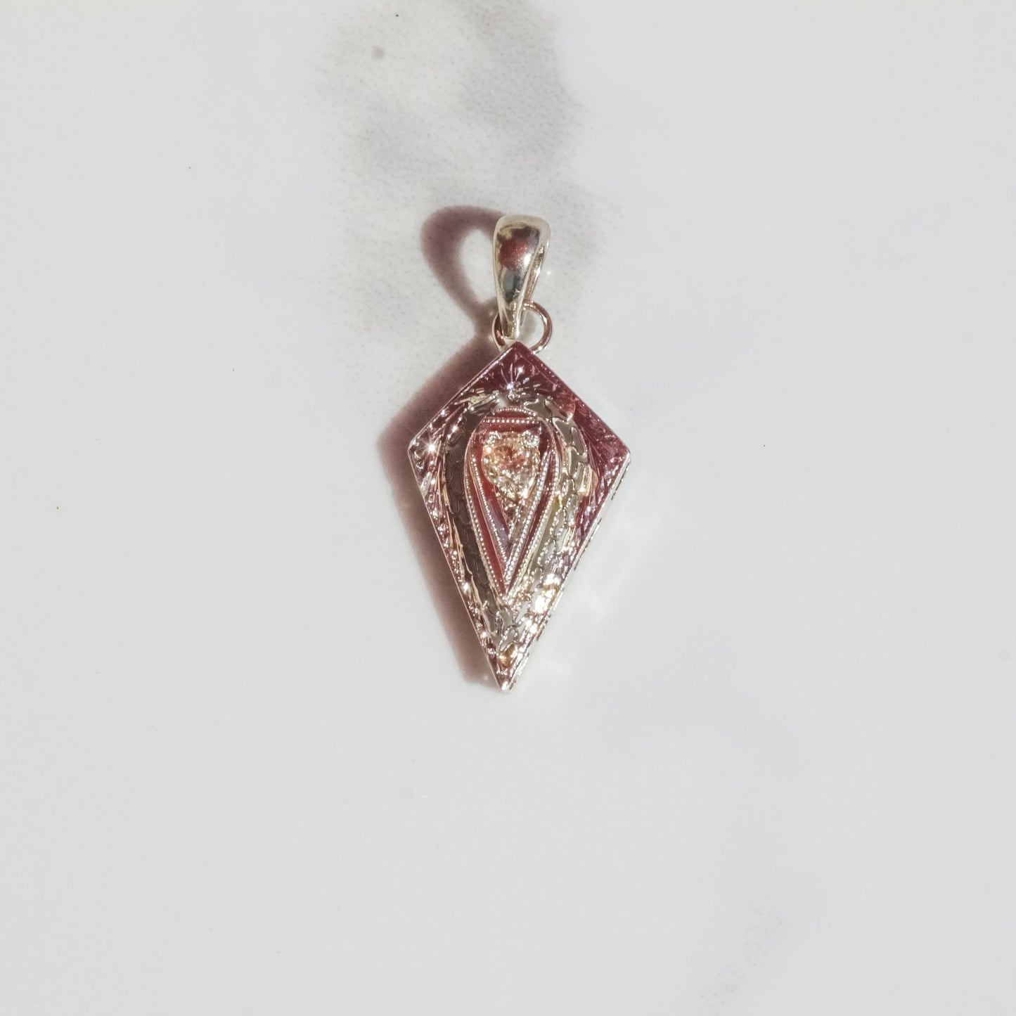 Edwardian Filigree Diamond Pendant 14k Gold