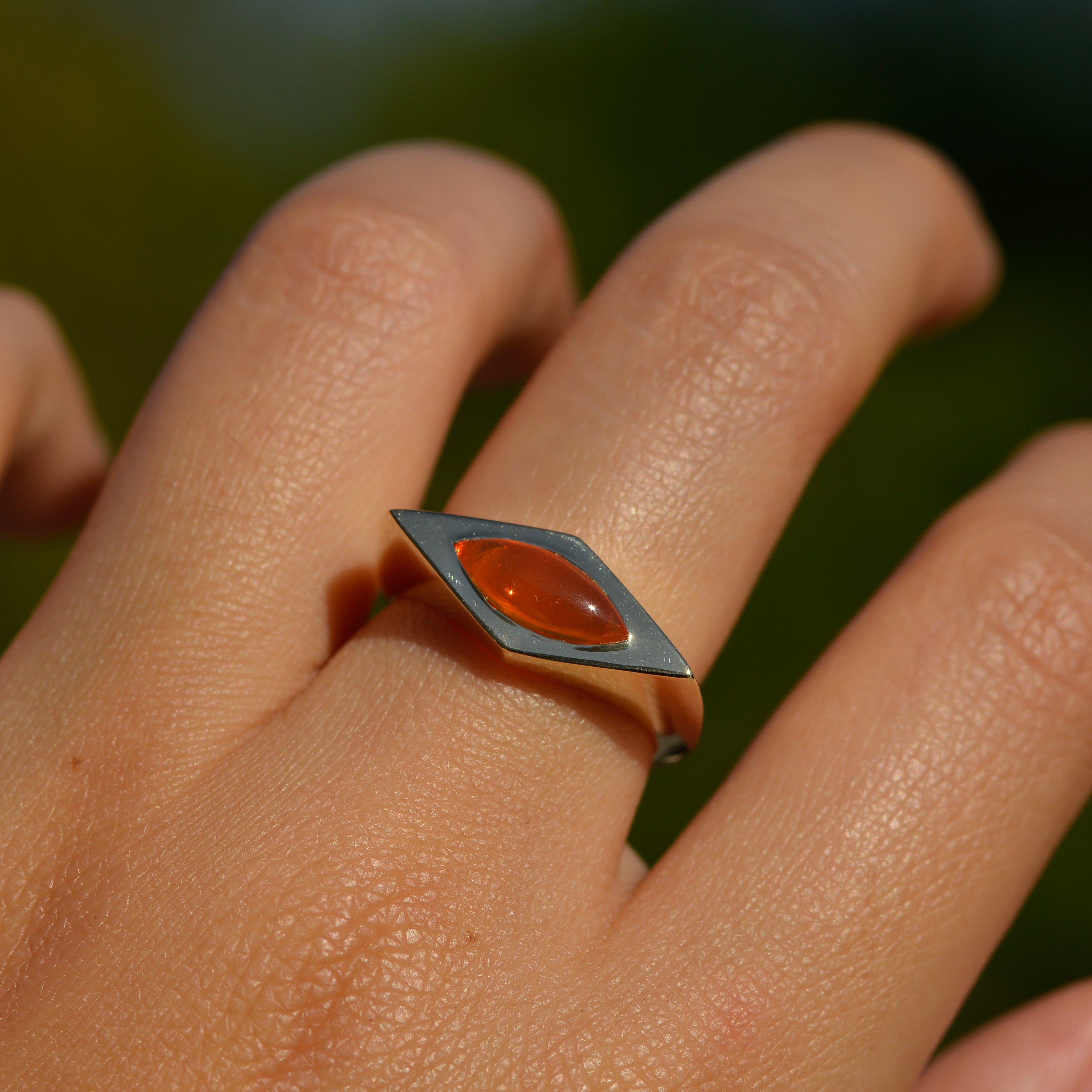 Lozenge Signet, fire opal