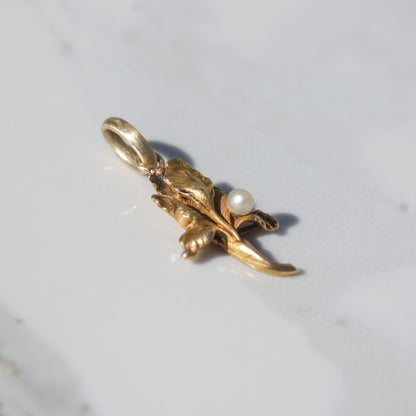 Antique Iris Charm 14k