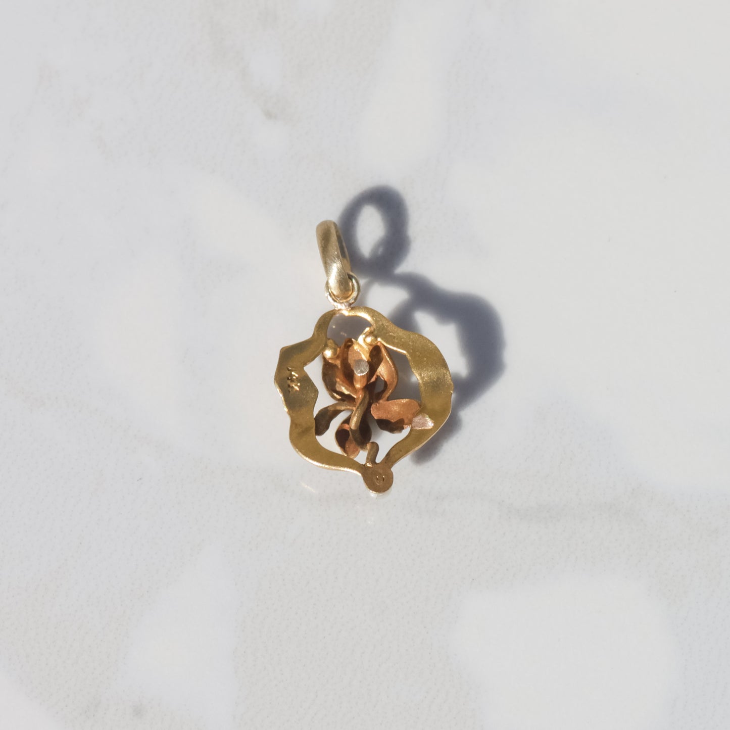 Antique Orchid Charm 14k