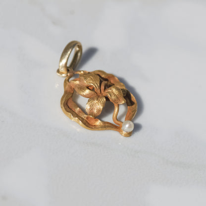 Antique Orchid Charm 14k