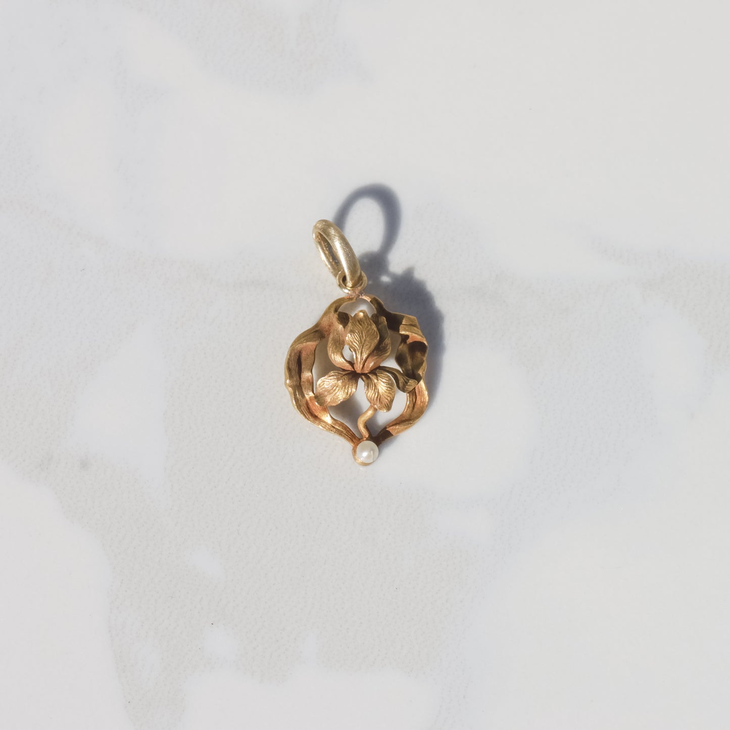 Antique Orchid Charm 14k