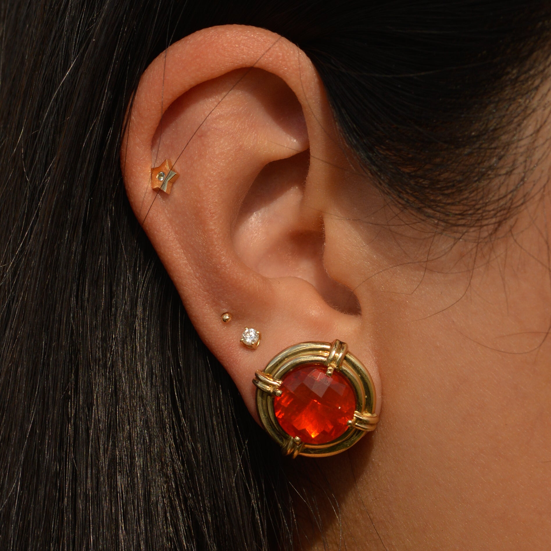Estate Fire Opal Stud Earrings