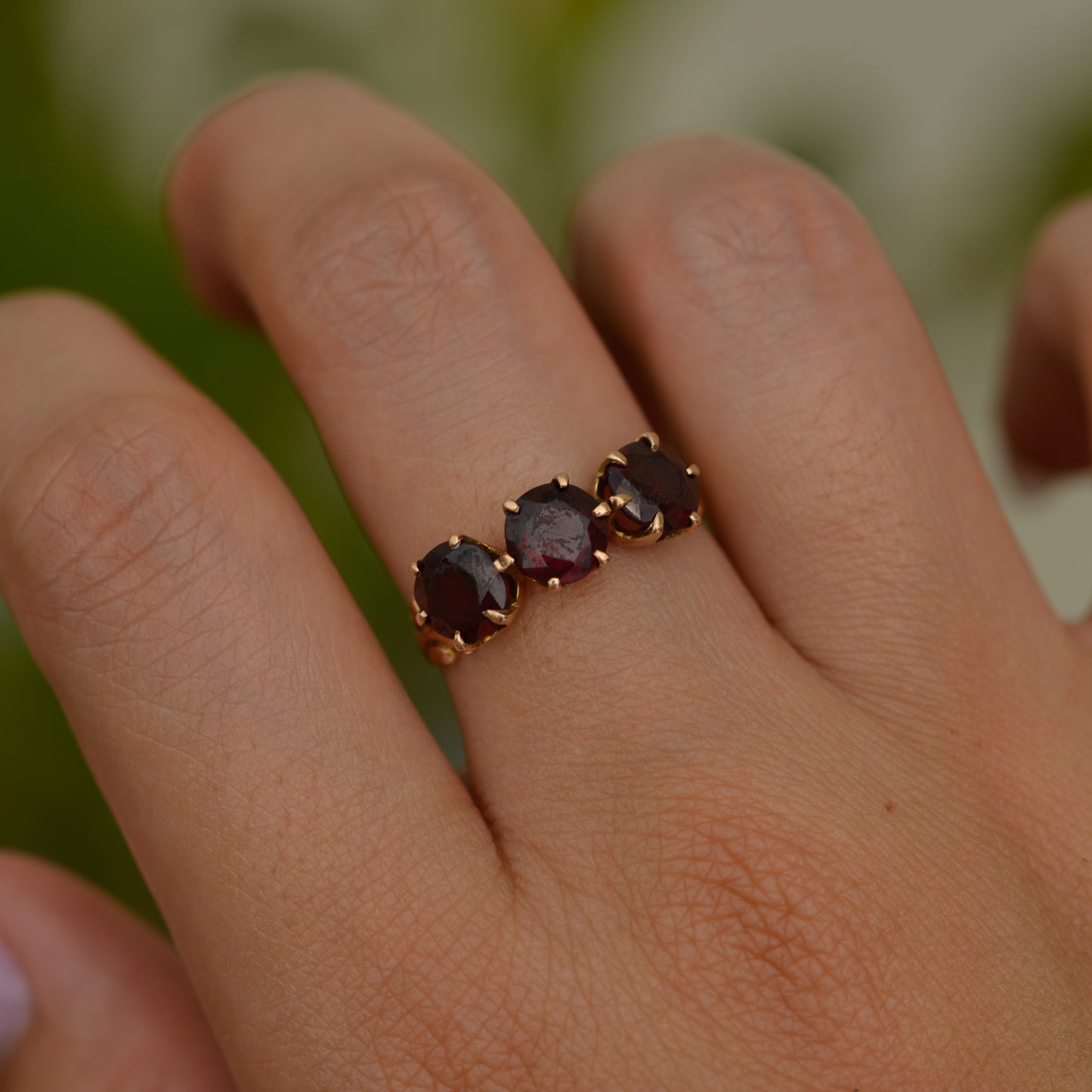 Victorian Three Garnet Ring