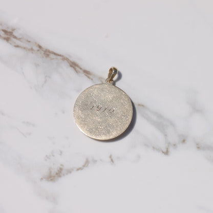 Vintage Gemini Sapphire Medallion Charm 14k