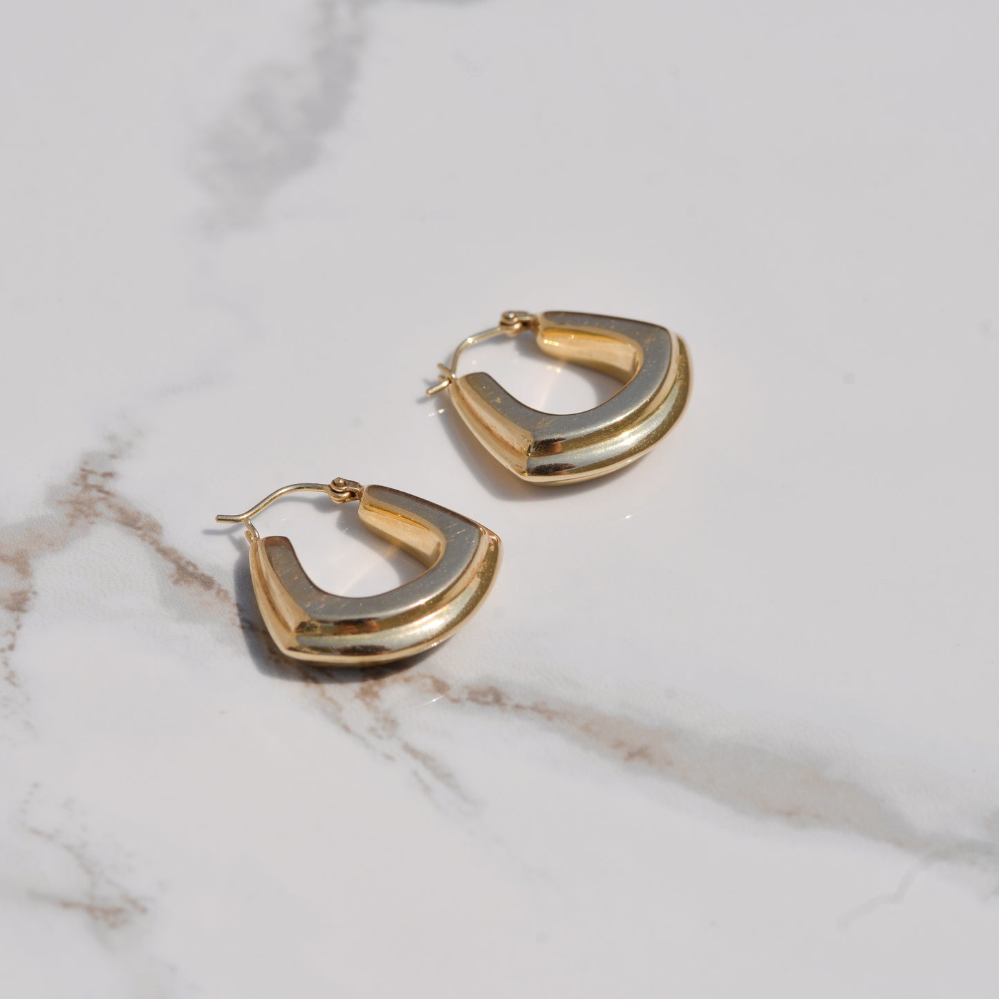 Vintage Geometric Hoop Earrings 14k