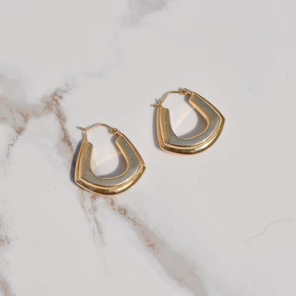 Vintage Geometric Hoop Earrings 14k