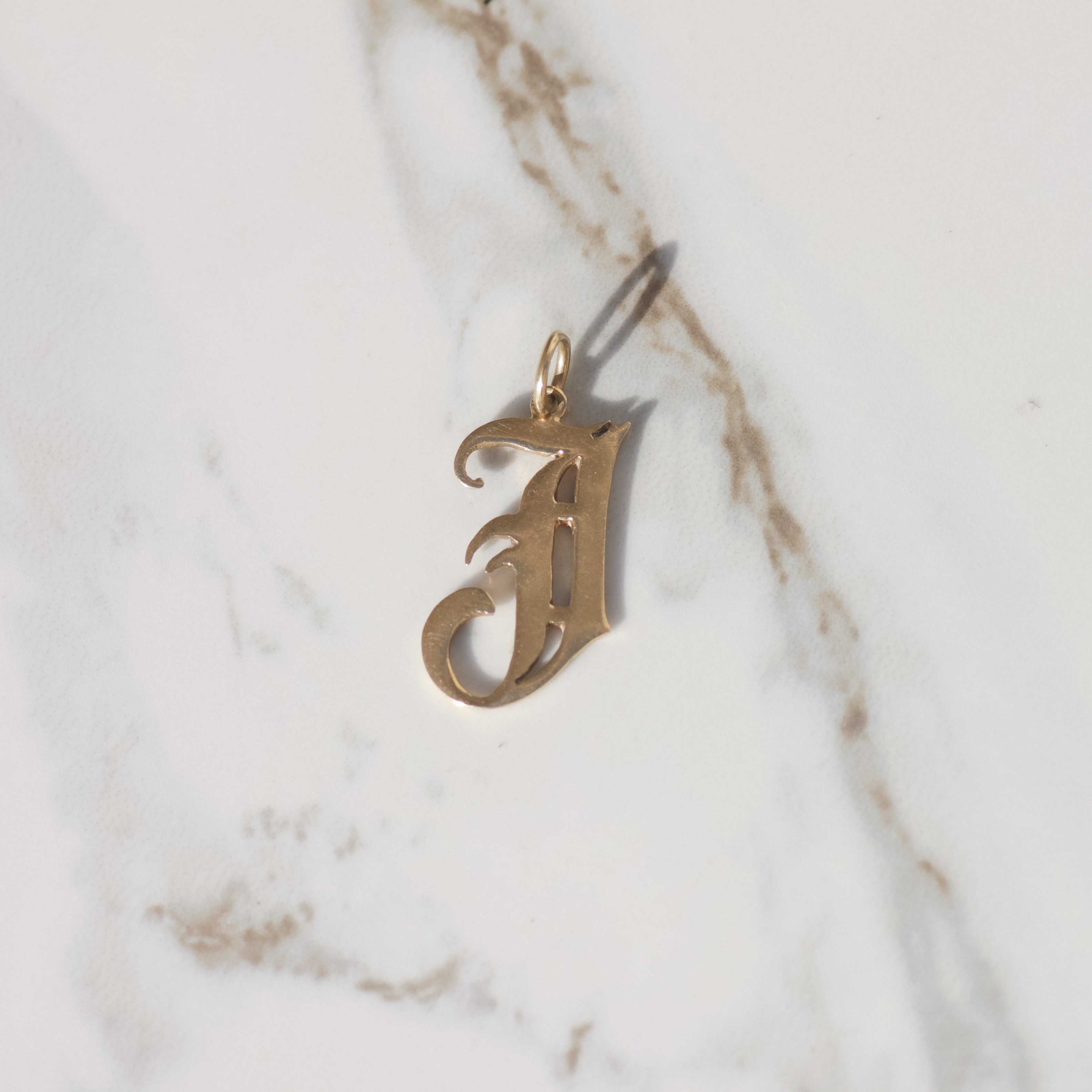Vintage Gothic Font J Charm 18k