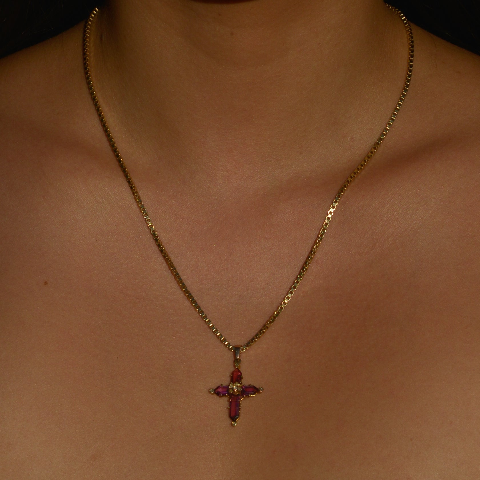 Victorian Garnet and Diamond Cross Pendant