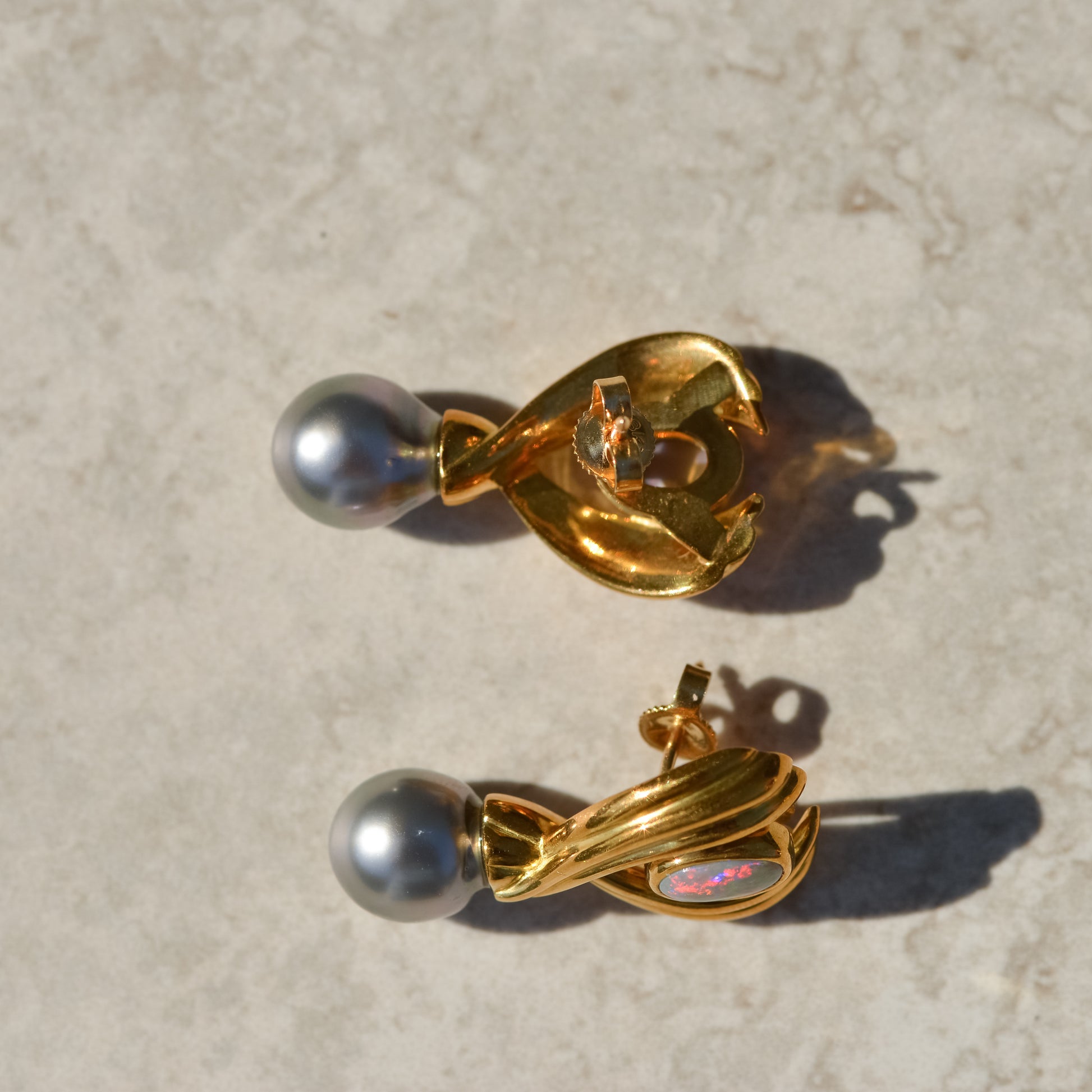 Vintage Opal and Baroque Pearl Earrings