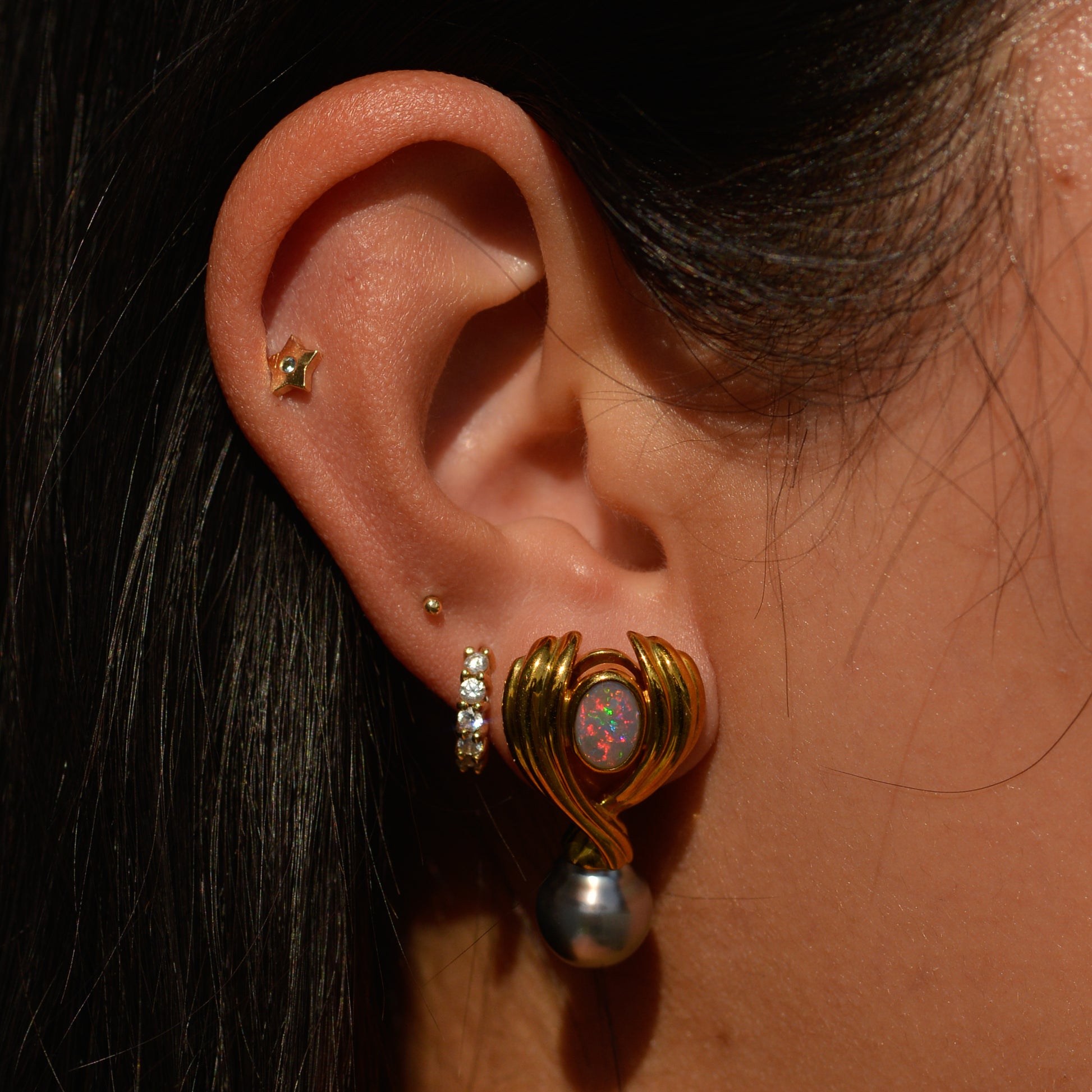 Vintage Opal and Baroque Pearl Earrings