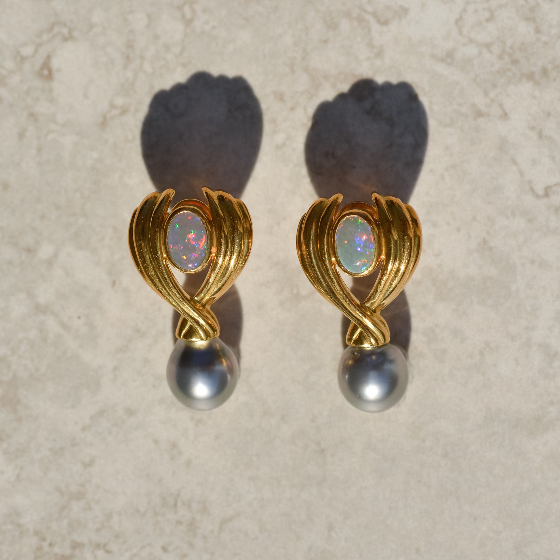 Vintage Opal and Baroque Pearl Earrings