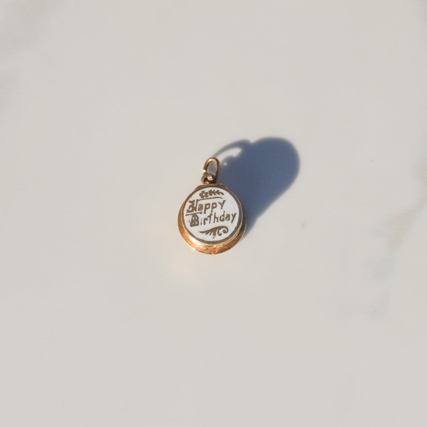 Vintage Happy Birthday Charm 14k