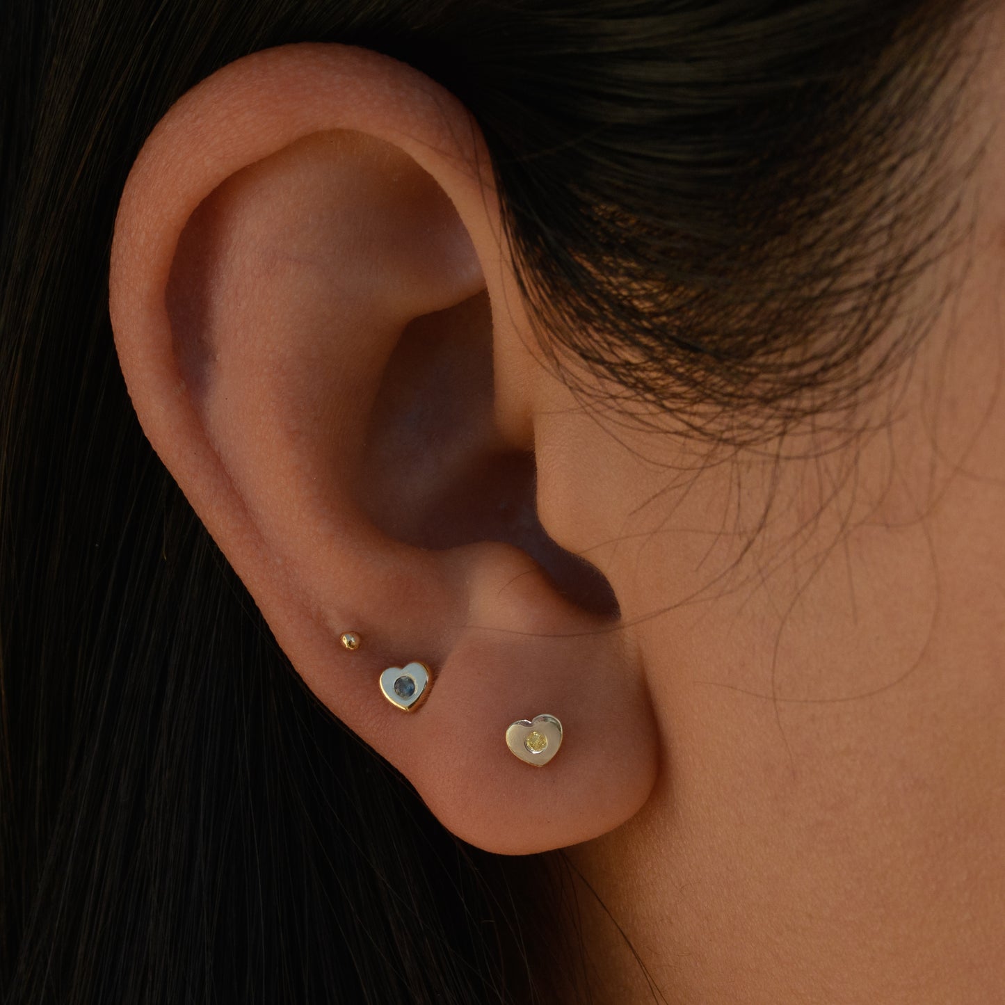 12: Heart Token Flat-back Piercing Stud - single