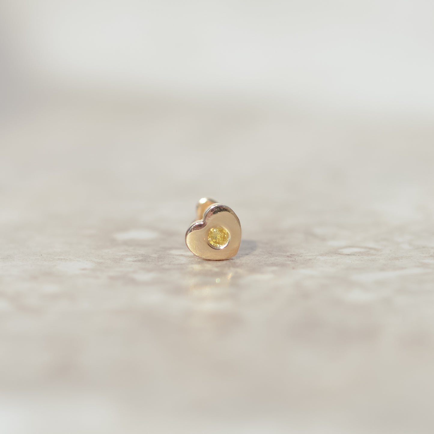 12: Heart Token Flat-back Piercing Stud - single