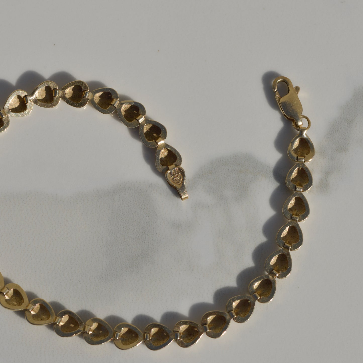 Vintage Heart Chain Bracelet 14k Gold