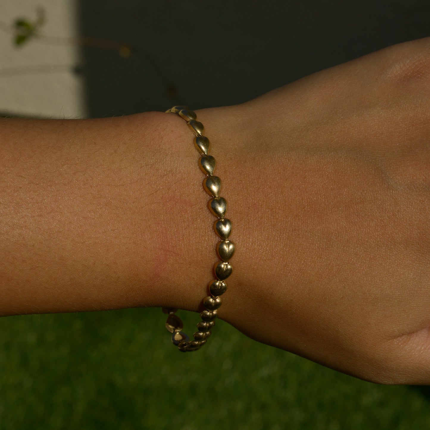 Vintage Heart Chain Bracelet 14k Gold