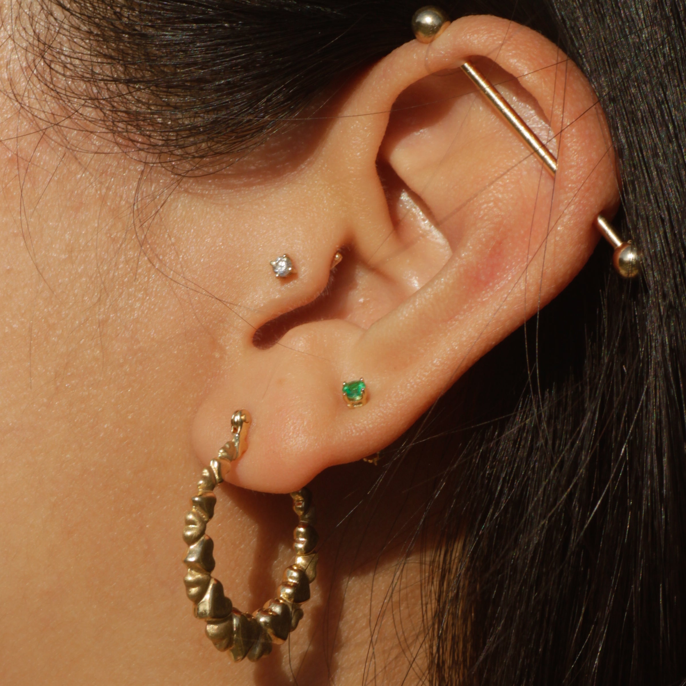 Vintage Heart Hoop Earrings 14k
