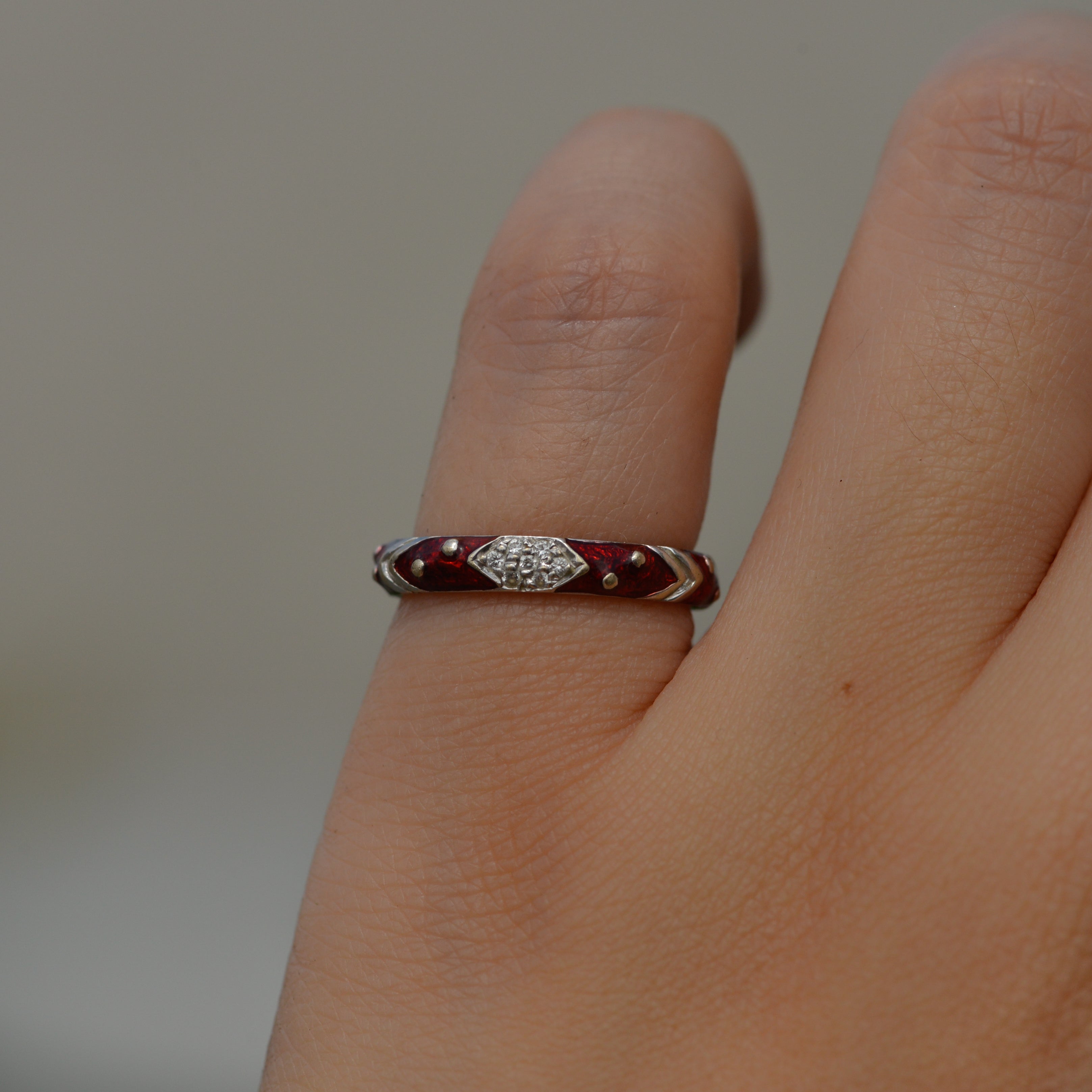 Vintage Hidalgo Diamond & Enamel Band