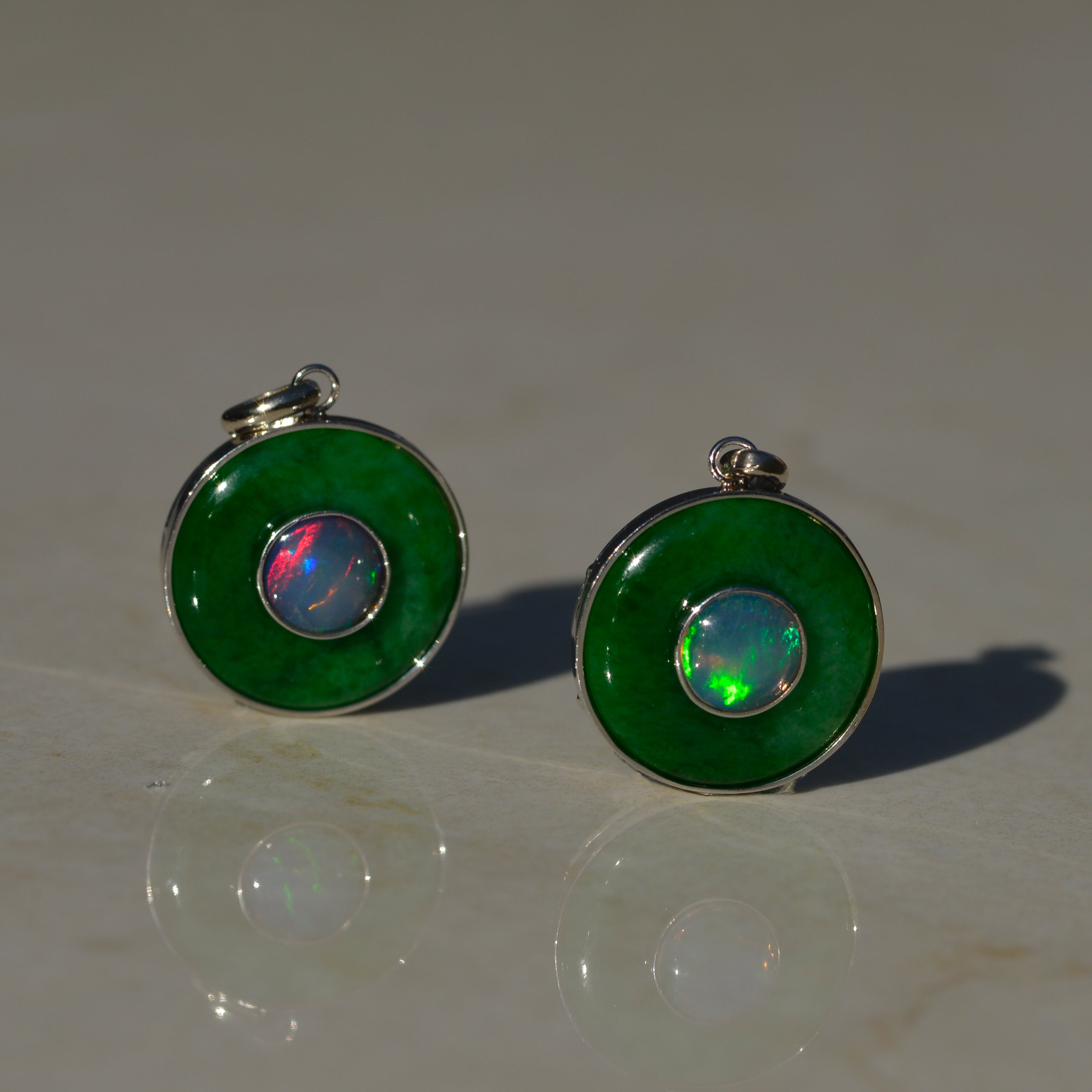 Vintage Jade and Opal Pendants