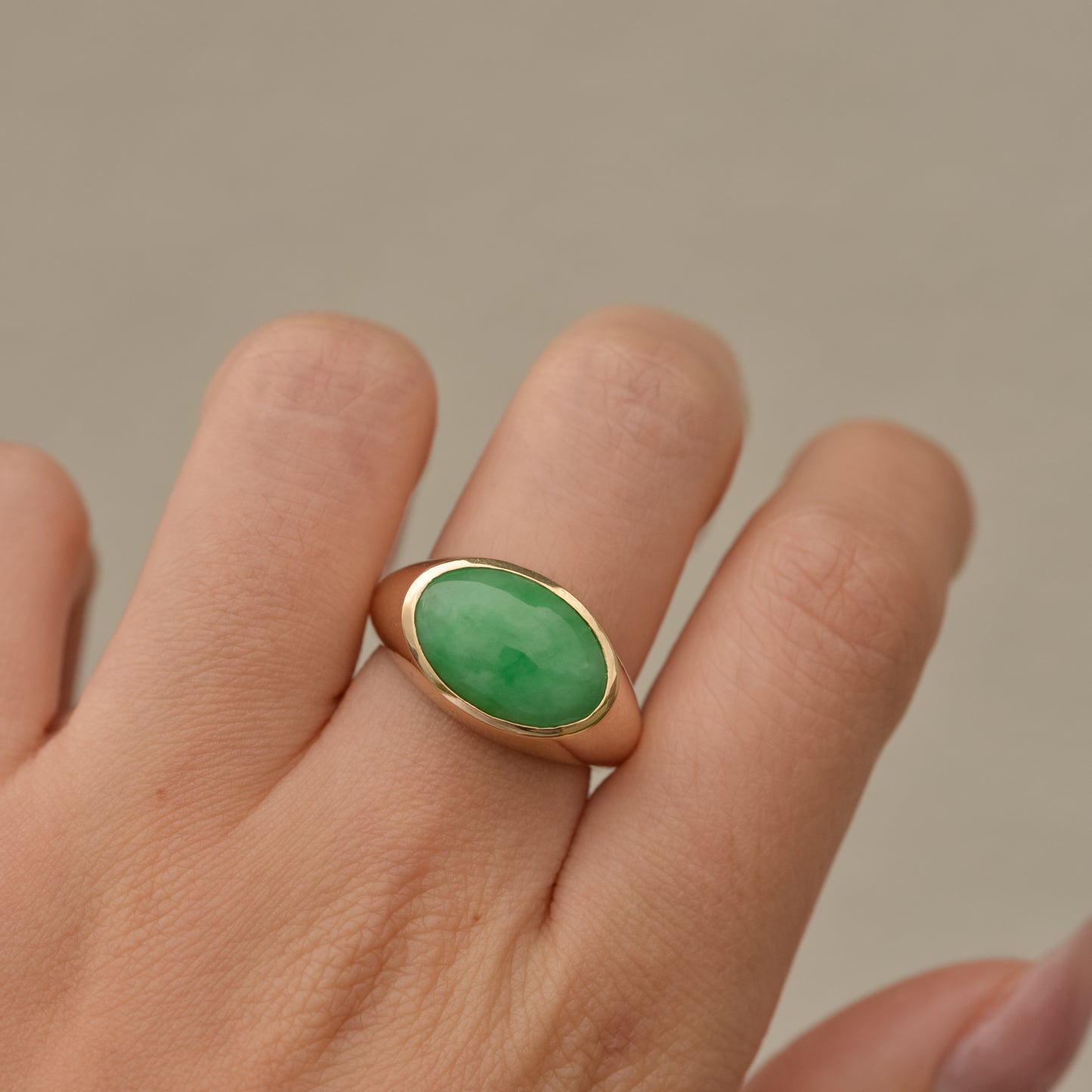 Vintage Jade Oval Signet Ring