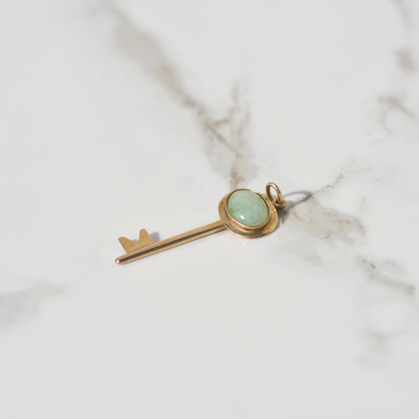 Vintage Jade Key Charm 14k