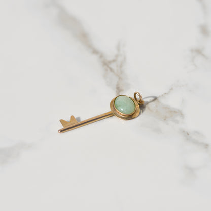 Vintage Jade Key Charm 14k