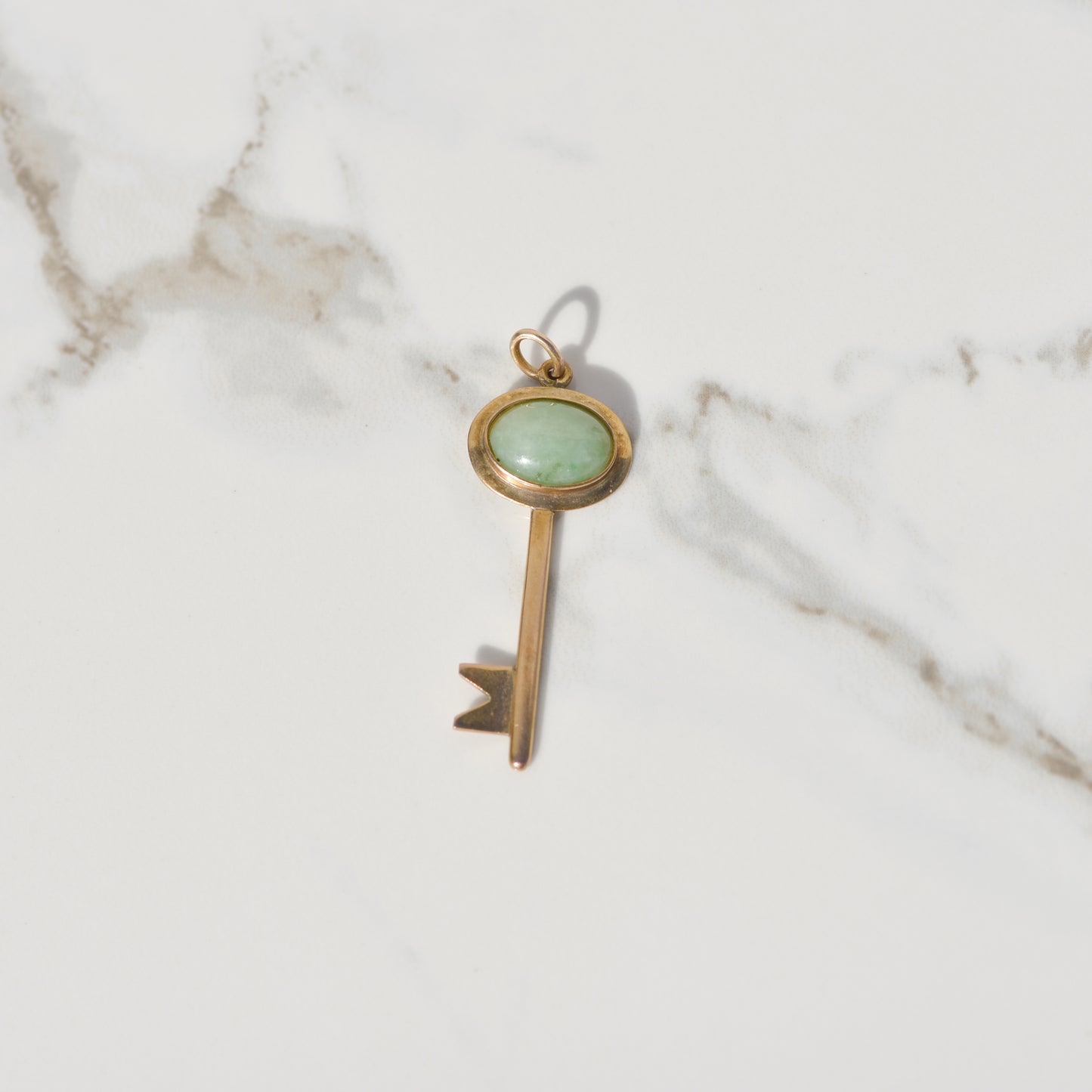 Vintage Jade Key Charm 14k