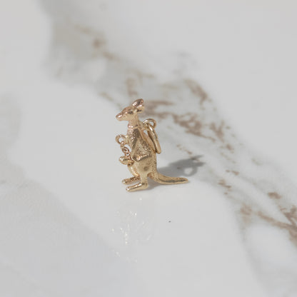 Vintage Kangaroo with Joey Charm 14k