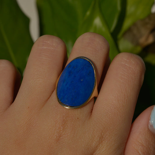 Vintage Lapis Saddle-shaped Ring Sz 6 1/2 18k