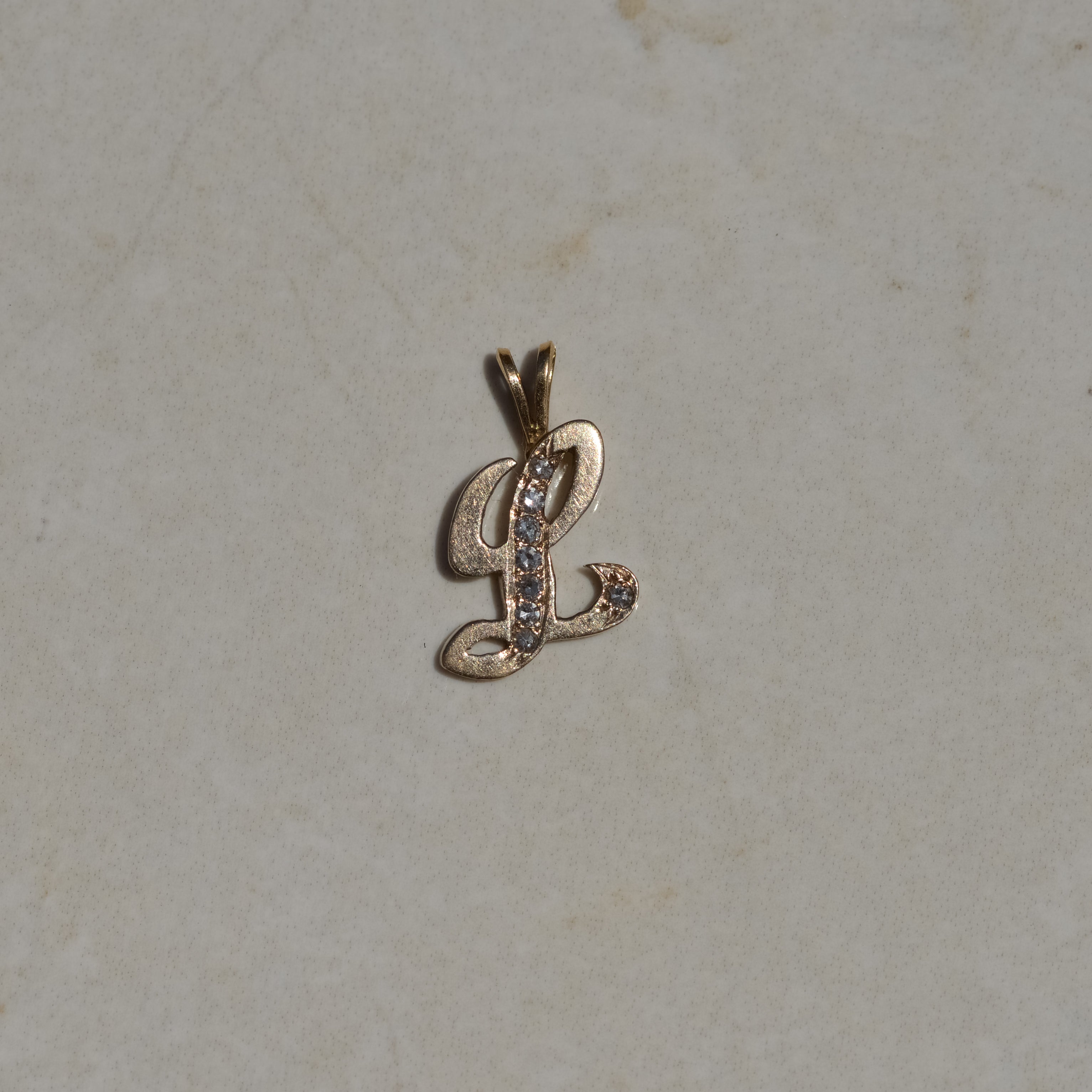 Vintage Cursive L Diamond Charm