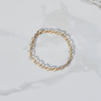 Vintage Alternating Link Bracelet 14k