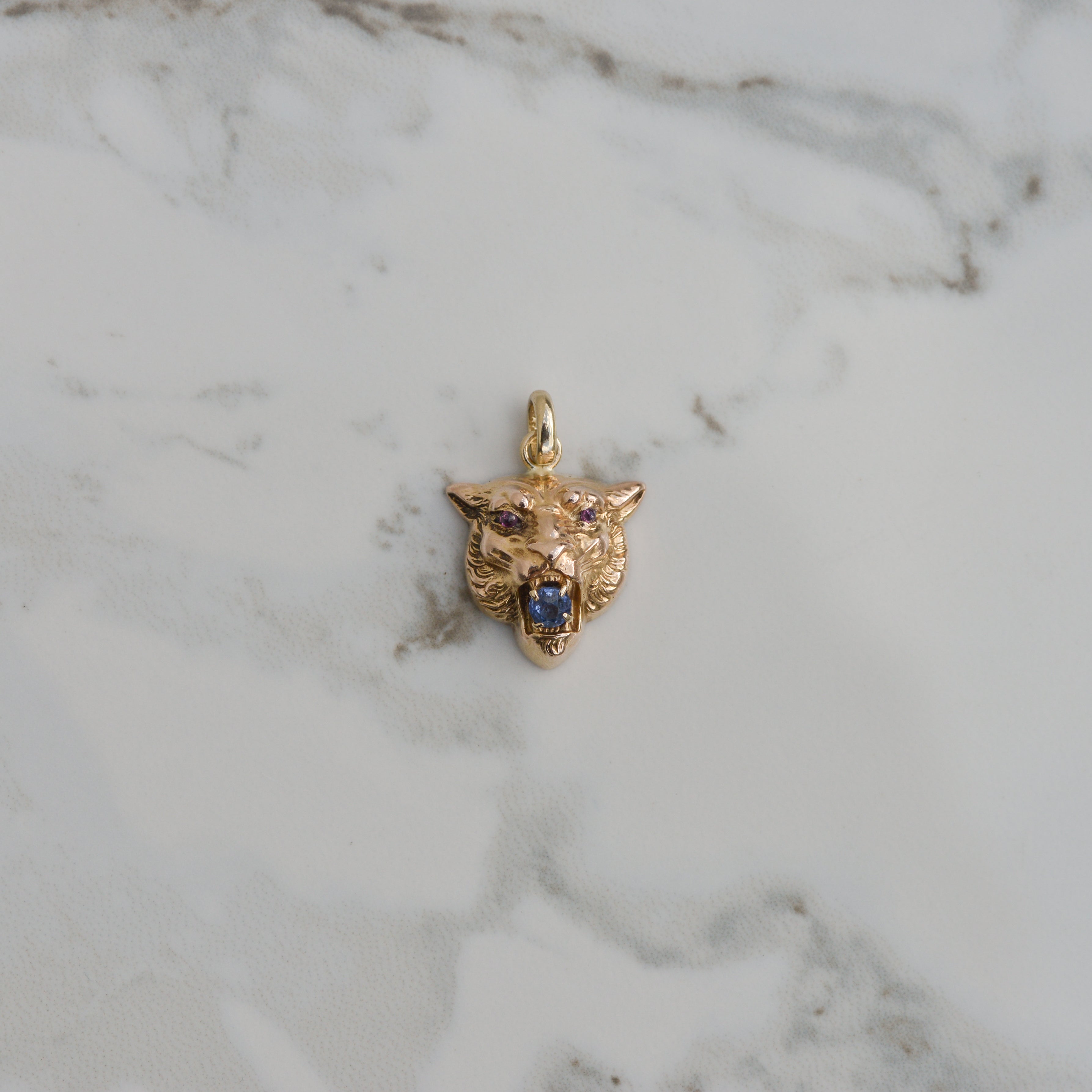 Antique Lion Sapphire Pendant