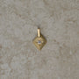 Lozenge-shaped tag pendant with star set round white round brilliant cut diamond