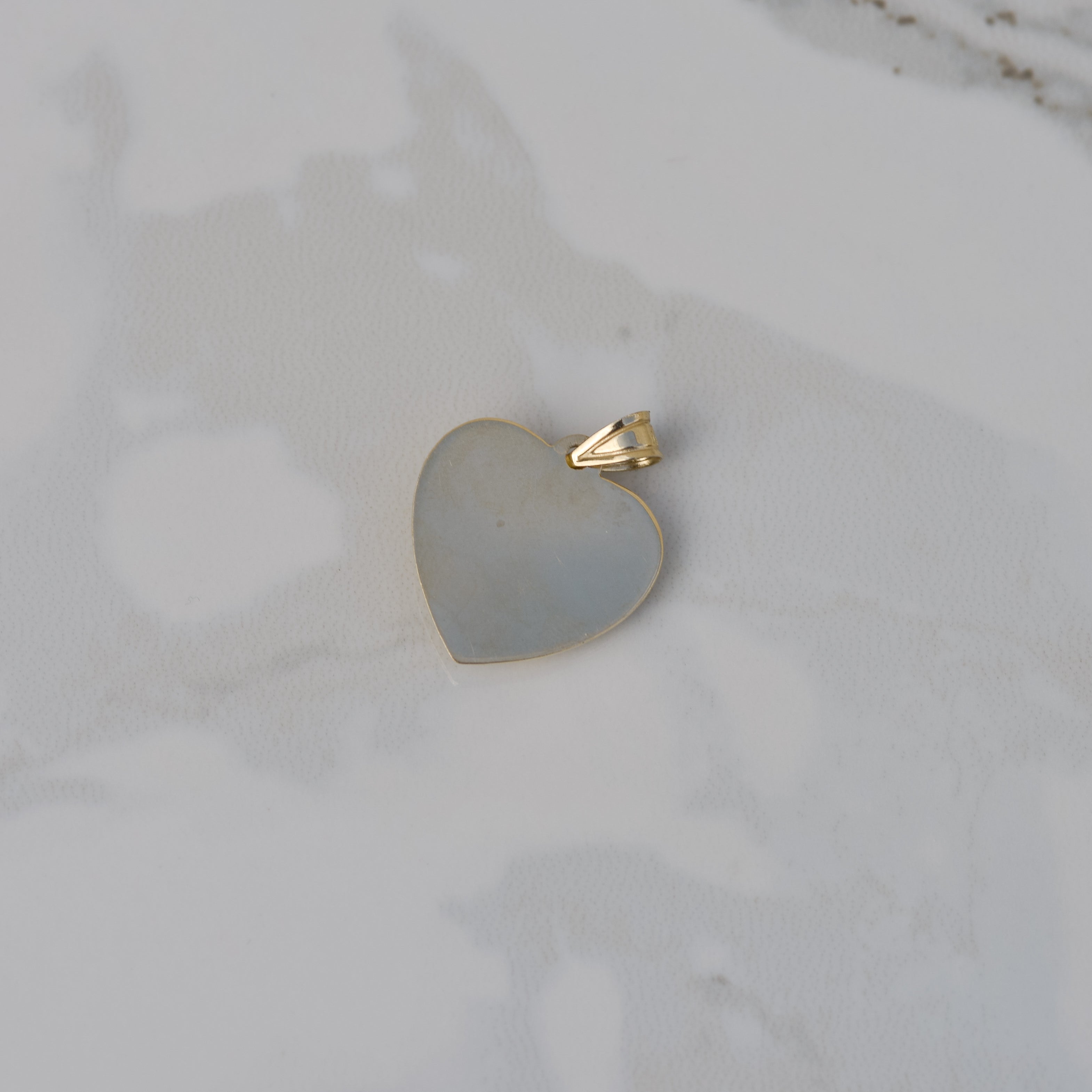 Vintage Cherub Puffy Heart Charm 14k
