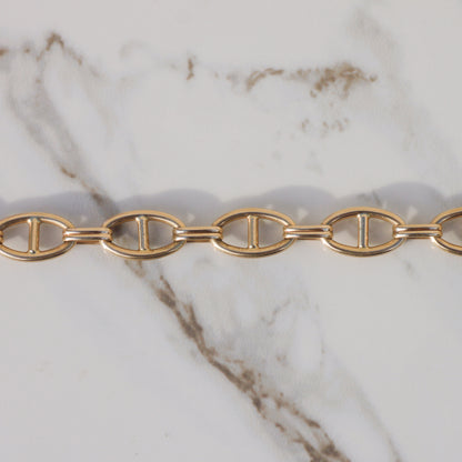 Vintage Mariner Link Bracelet 8" 14k Gold