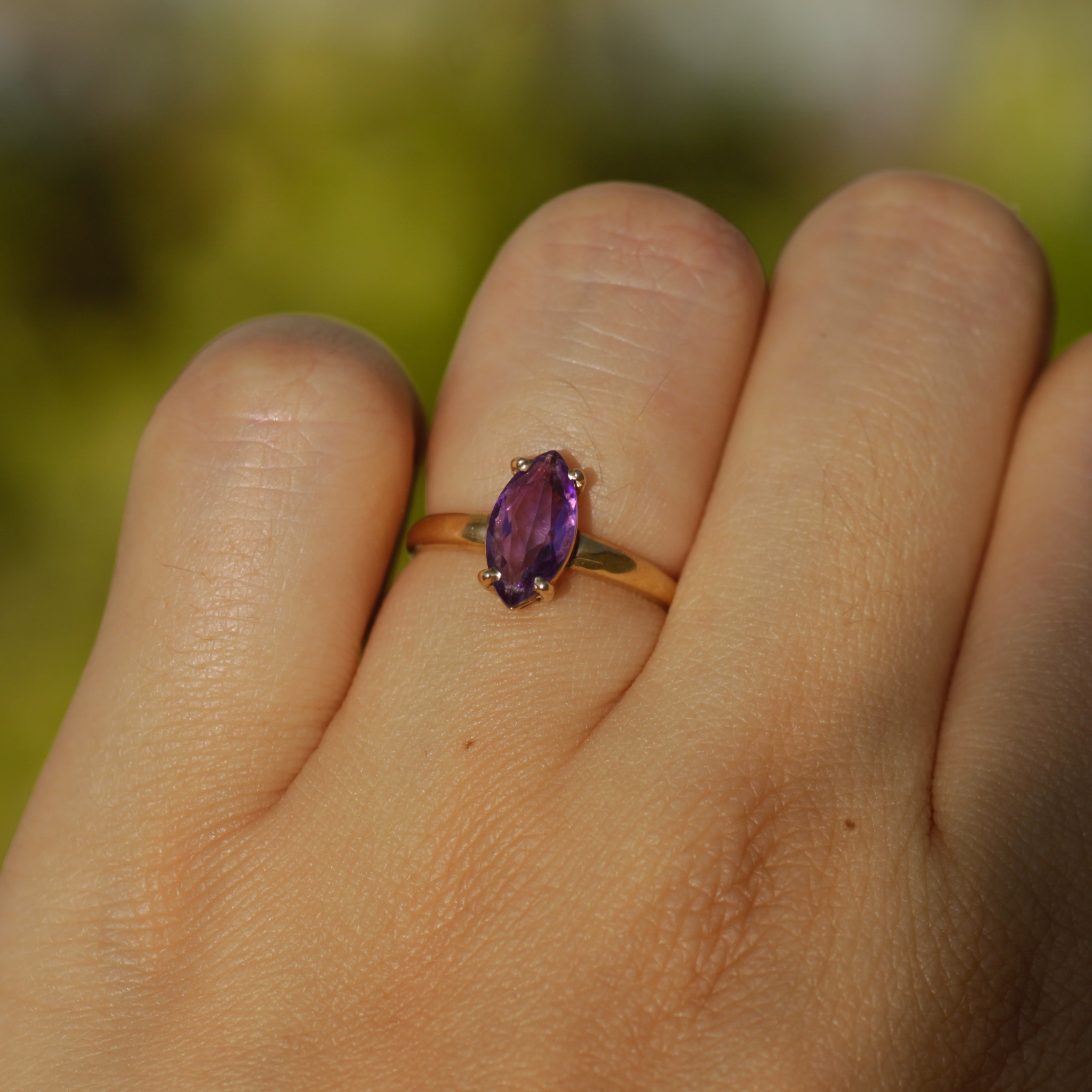 Vintage Marquise Amethyst Ring Sz 4 1/2 14k