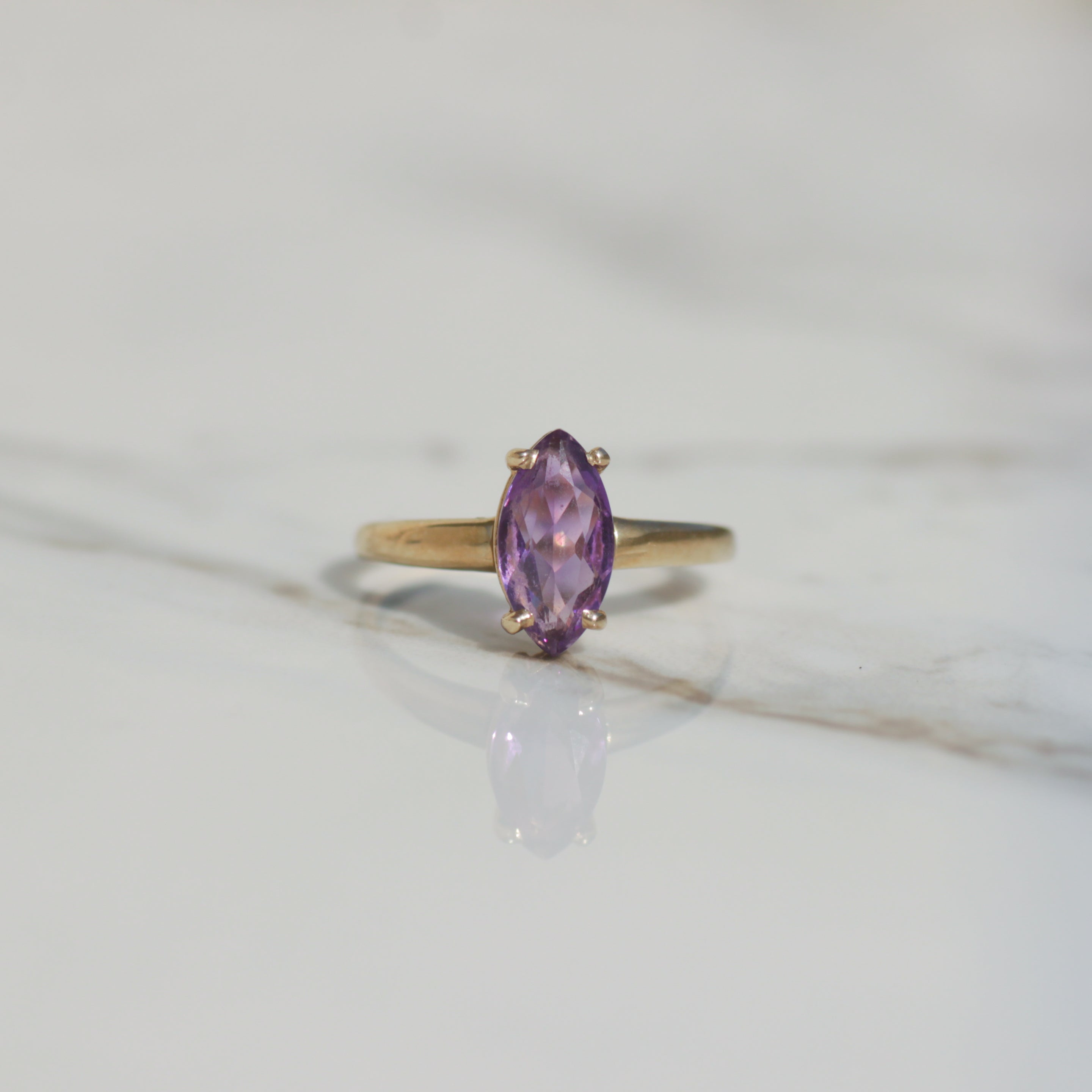 Vintage Marquise Amethyst Ring Sz 4 1/2 14k