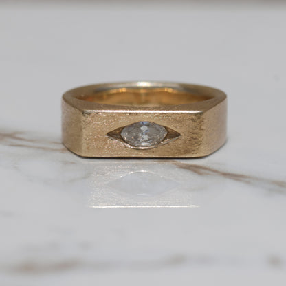 Vintage Marquise Diamond Signet Ring Sz 7 14k