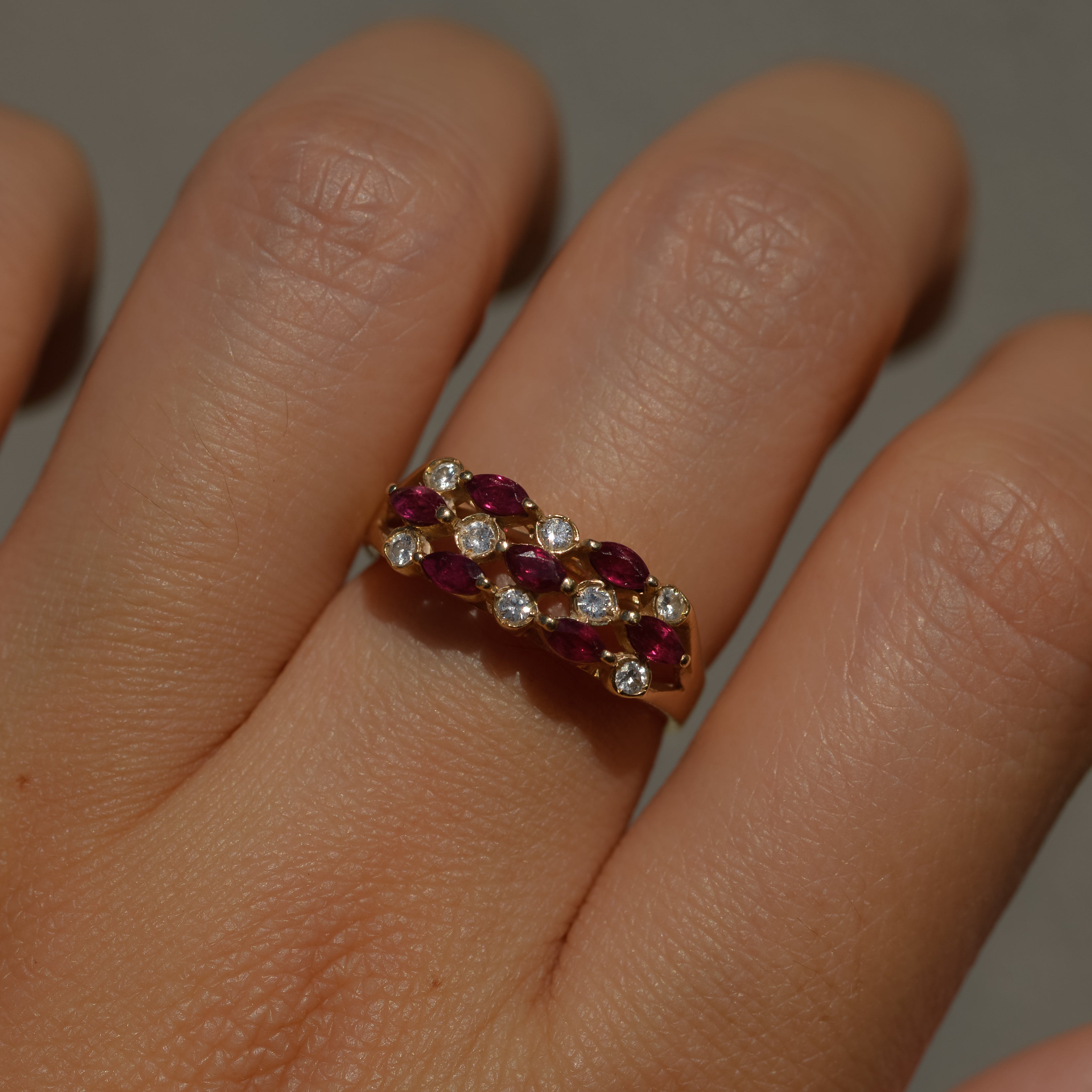 Vintage Marquise Ruby & Diamond Ring