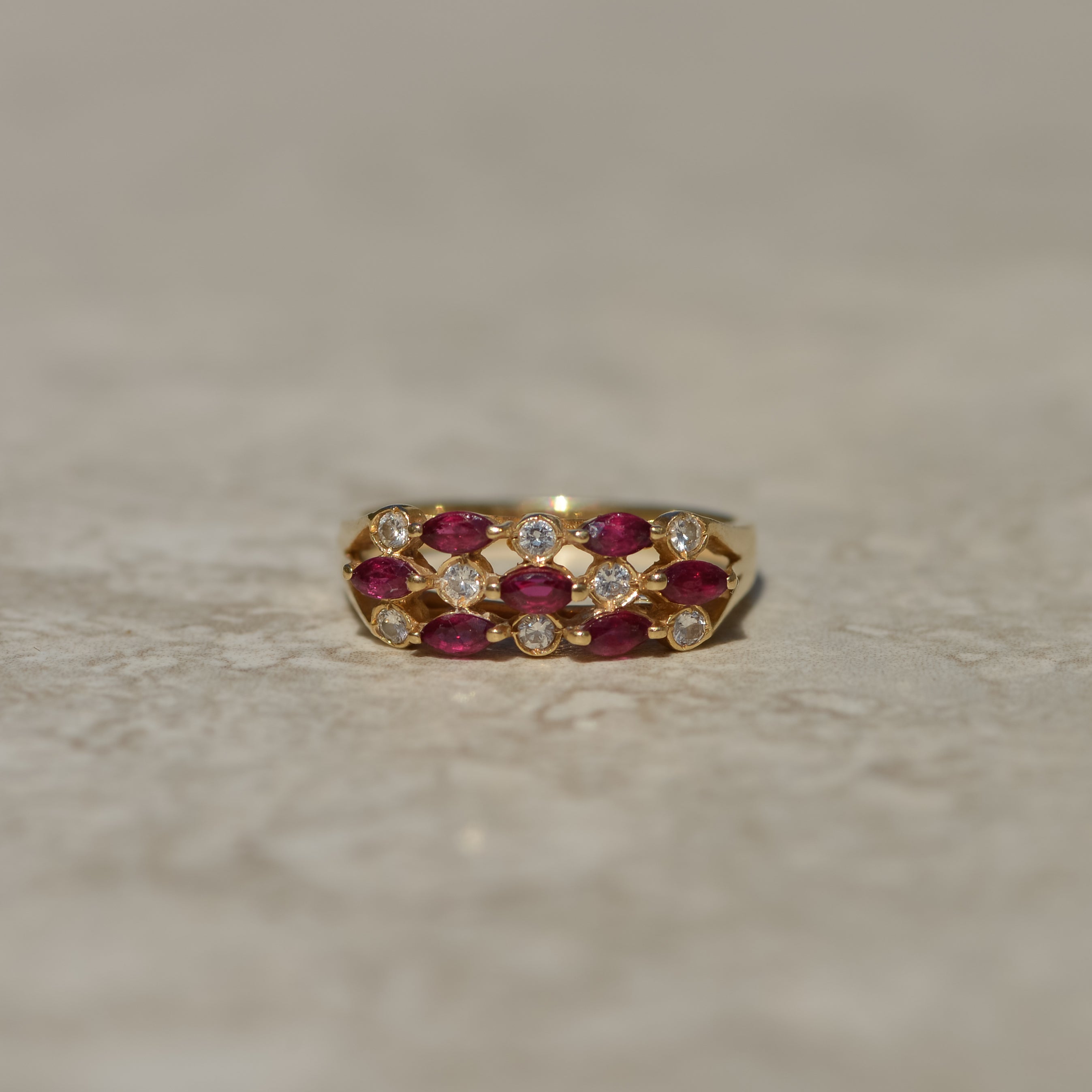 Vintage Marquise Ruby & Diamond Ring