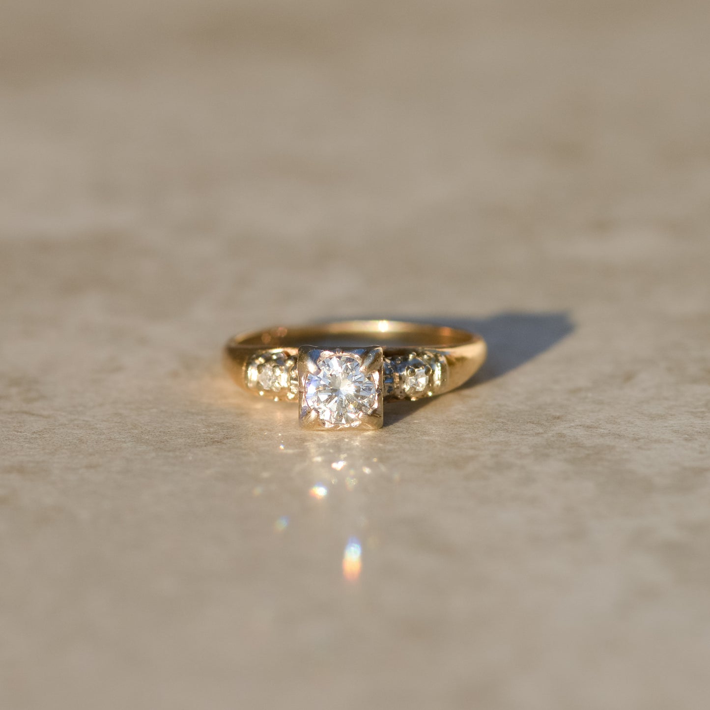 Mid-Century 0.45 ct Diamond Solitaire Ring