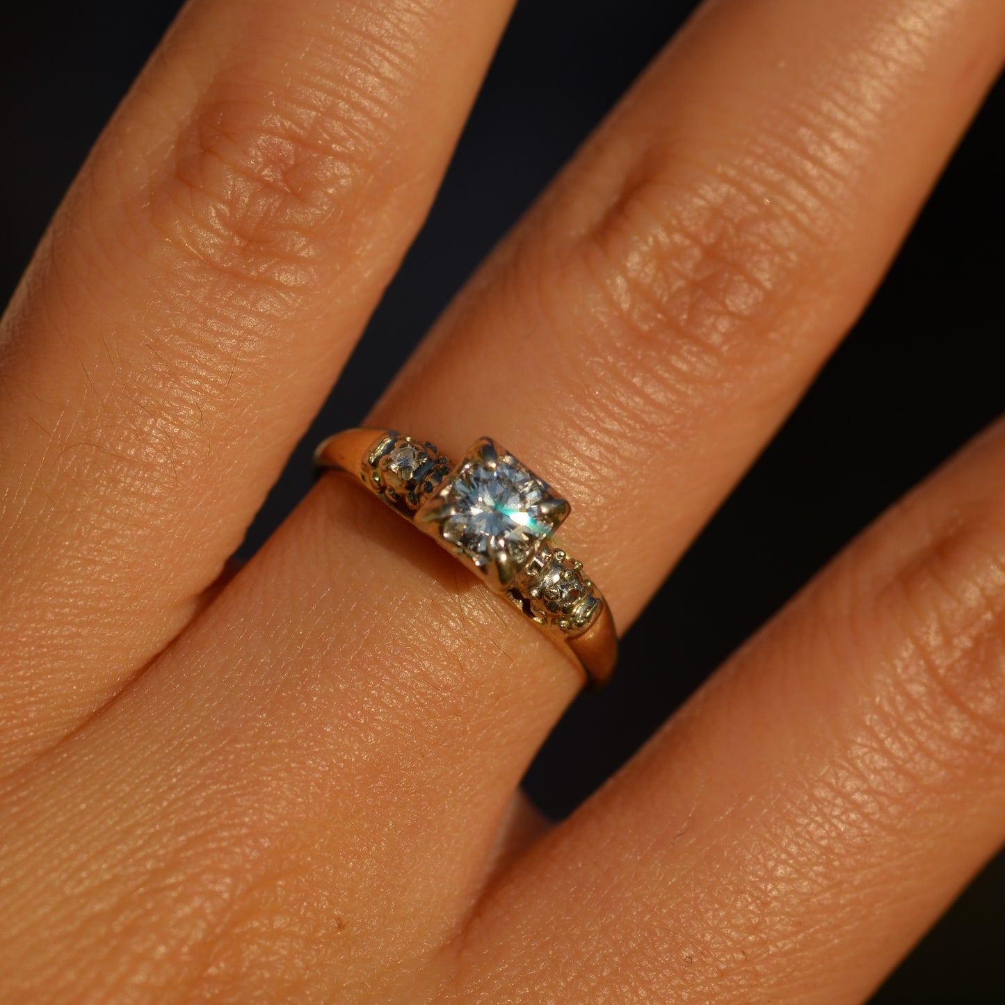 Mid-Century 0.45 ct Diamond Solitaire Ring