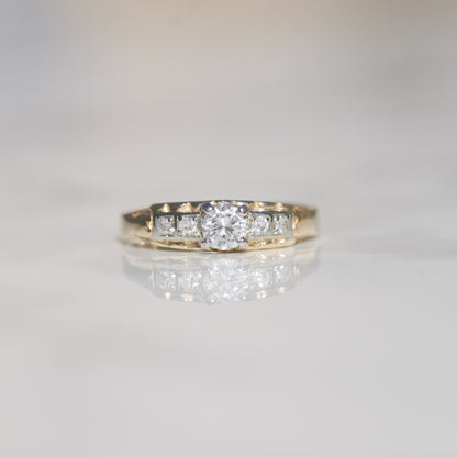 Vintage Mid-century 5 Diamond Ring Sz 6 1/4 14k