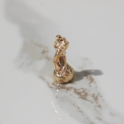 Vintage Little Mermaid Statue Charm 14k