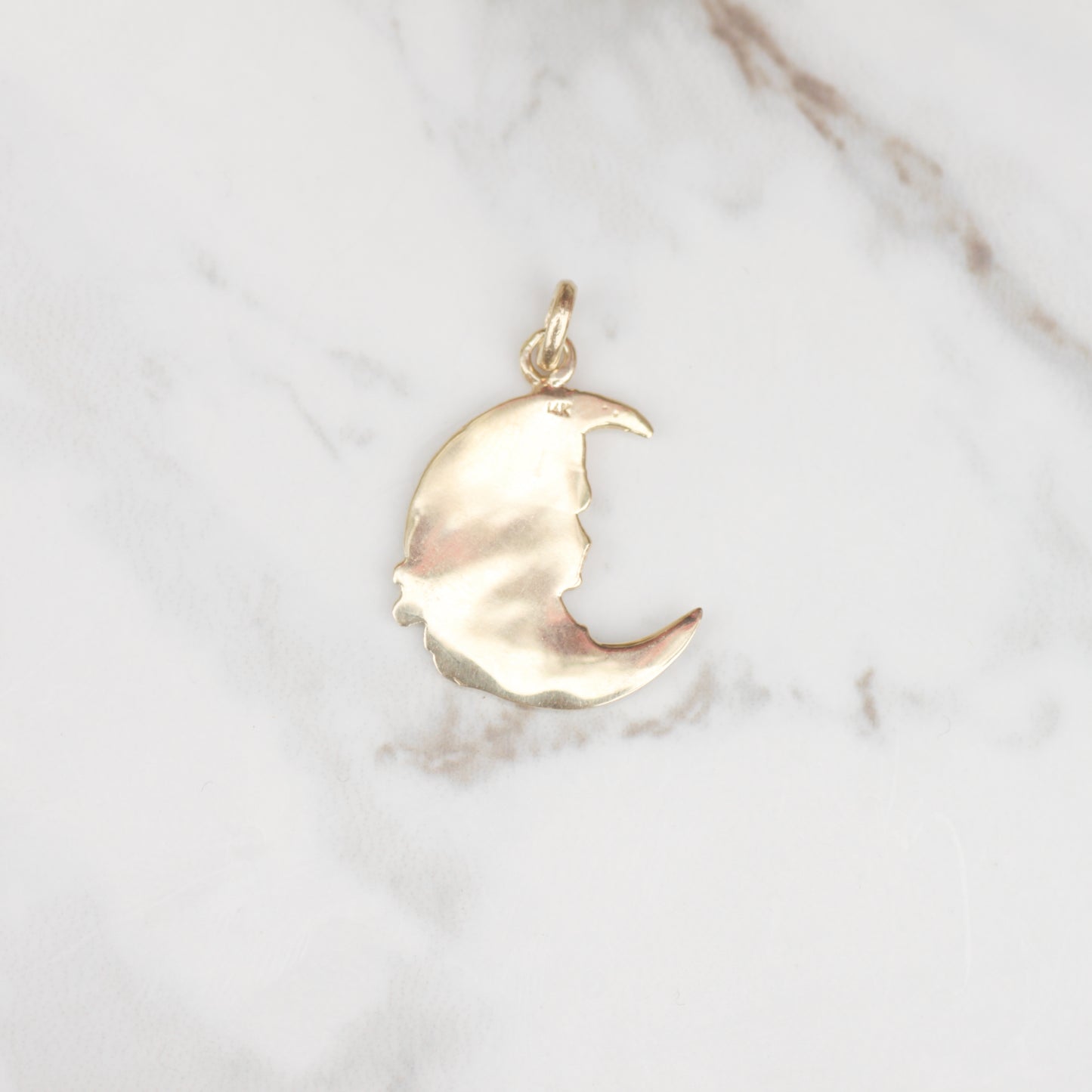 Vintage Moon Lady Pendant 14k Gold