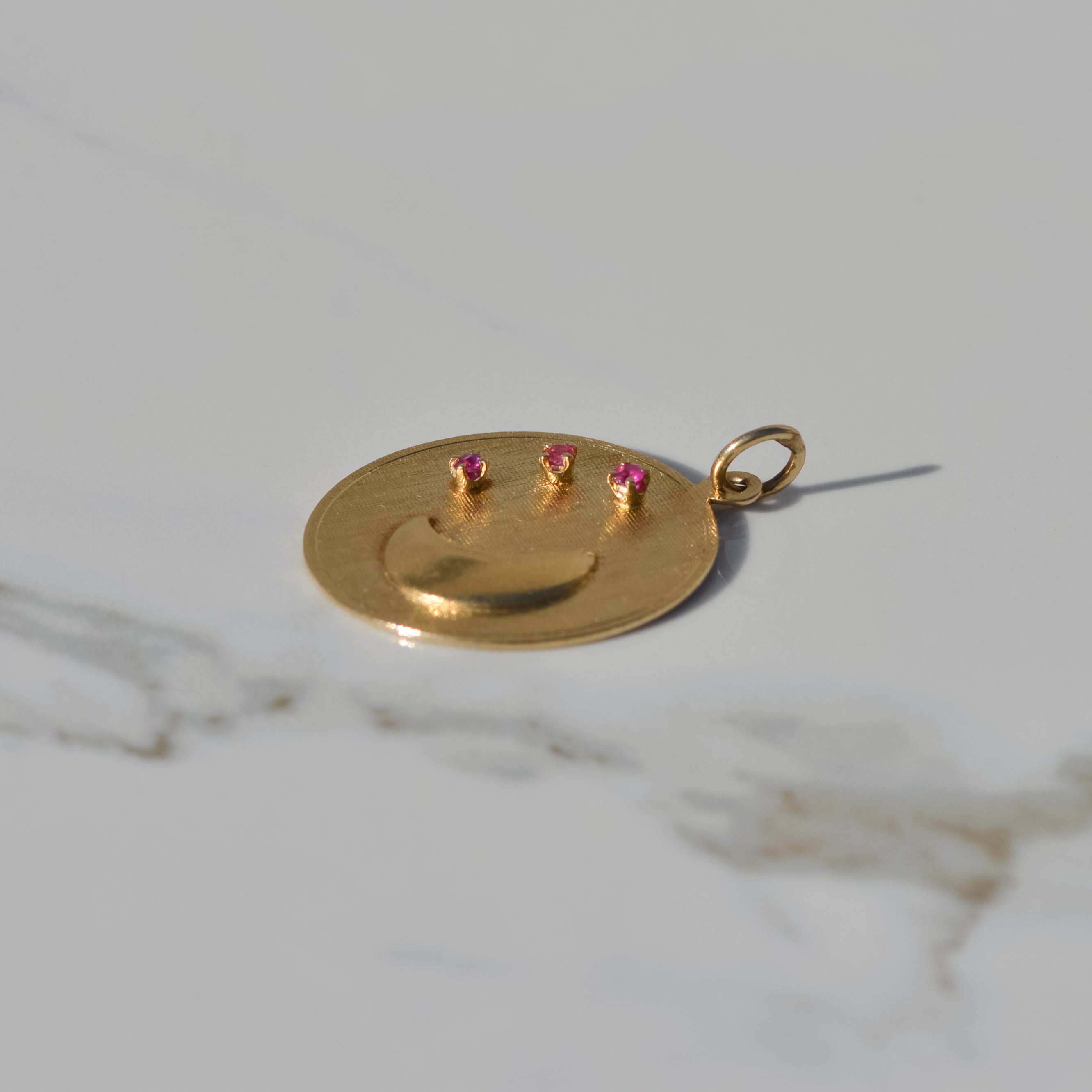 Vintage Moon Medallion Charm 14k