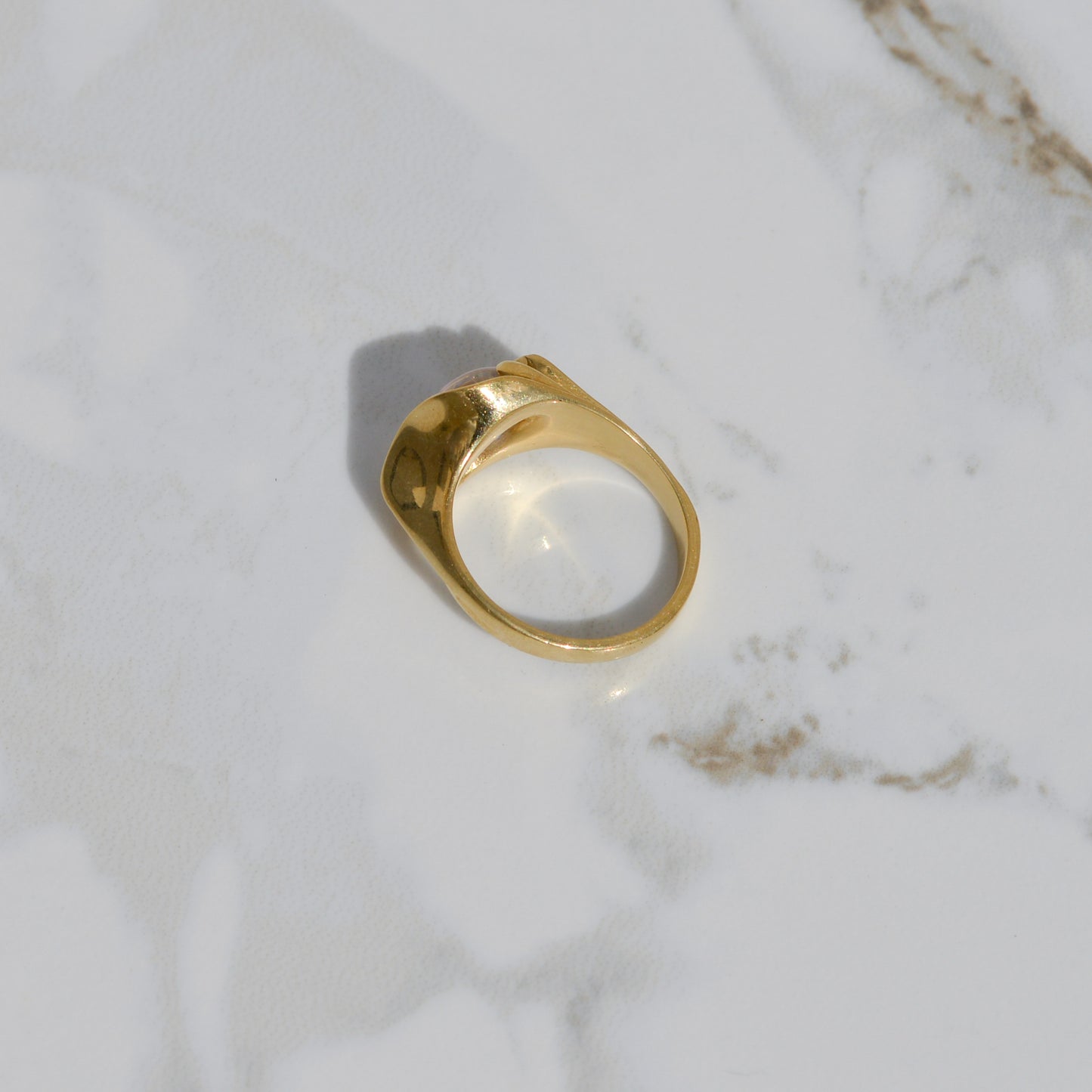 Vintage Moonstone Bypass Ring Sz 5 3/4 18k