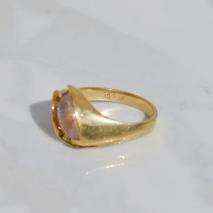 Vintage Moonstone Bypass Ring Sz 5 3/4 18k