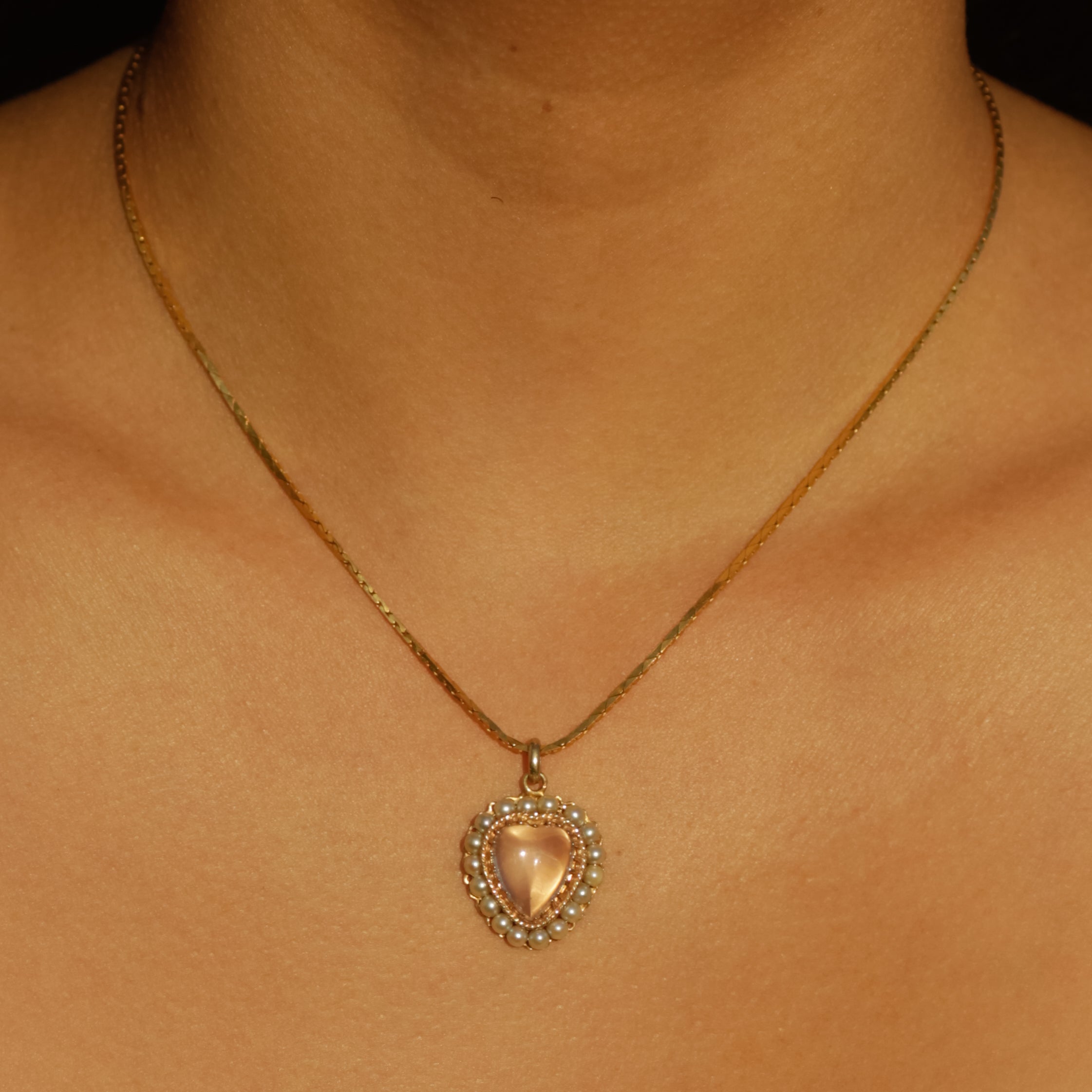 Vintage Moonstone Heart Pendant